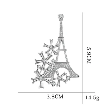 Paris Eiffel Tower Pins Brocher For Kvinder Krystal-Blomst-Broche, Fest Kjole, Der Passer Charme Håndværk Smykker Krave Broche Pin Gave