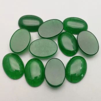 Mode grøn sten perle charms 25x18MM oval cab cabochonslebet 12Pcs til smykkefremstilling Ring Halskæde DIY tilbehør