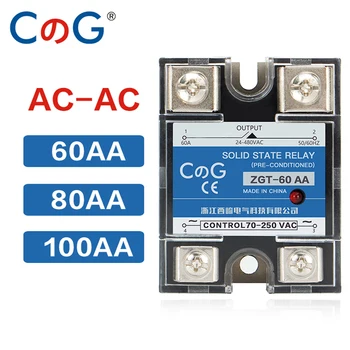 CG SSR-60AA 80AA 100AA Relæ enfaset AC Kontrol AC 70-280VAC Til 24-480V køleplade 60A 80 A 100 A AA Solid State Relæ