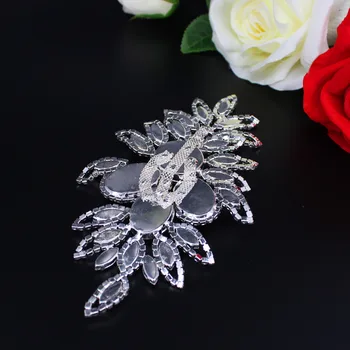 Fremme Høj Kvalitet Syning På Bling Blomst Rhinestone Applikationer Sølv Krystal Applikeret Aften Kjoler til Bryllup Udsmykning DIY