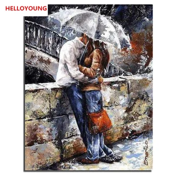 Kærlighed par i romantik DIY Håndmalet Oil Painting Digitale Maleri af numre olie malerier kinesiske rul malerier