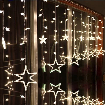 220v 5v fe lys, Moon-Stjerne-Lampe LED-String Ins julelys Udsmykning Ferie Lys Gardin Lampe Bryllup Neon Lanterne