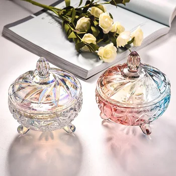 Amber Krystal Glas Kreative Udsøgt Klart Glas Køkken Desktop Dekoration Opbevaring Af Flasker Praktisk Dække Snack, Slik Dåser