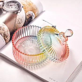 Amber Krystal Glas Kreative Udsøgt Klart Glas Køkken Desktop Dekoration Opbevaring Af Flasker Praktisk Dække Snack, Slik Dåser