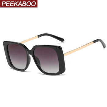 Peekaboo store firkantede solbriller kvinder mode gradient linse 2020 leopard sort damer sol briller uv400 drop shipping halvdelen af metal