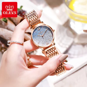 OLEVS Kvinder Ure med stianless mesh Armbånd Top Mærke Rose gold Mode Luksus Casual Kjole Gaver til kvinder reloj mujer