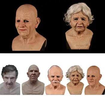Gamle Mand Latex Maske Skaldet Rynket Halloween Masker Maskerade Prop Horror Film Cosplay Parti Maske Skræmmende MaskCosplay Skræmmende