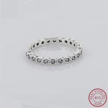Populære 925 Sterling Sølv Klare CZ Små Runde Evighed Stabelbare Ringe til Kvinder Smykker Gratis Shipping Engros FLR039