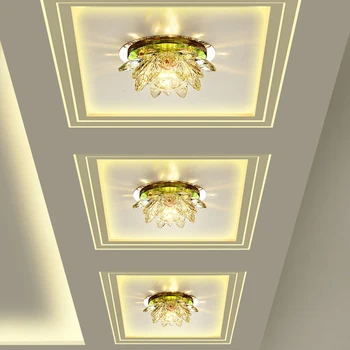 Crystal LED-loftsbelysning 3W AC90-260V Moderne LED Krystal Lampe Midtergangen Korridor, der Førte Veranda Lampe Belysning Lotus Lys