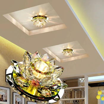 Crystal LED-loftsbelysning 3W AC90-260V Moderne LED Krystal Lampe Midtergangen Korridor, der Førte Veranda Lampe Belysning Lotus Lys