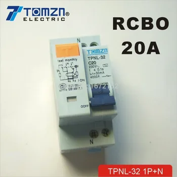DPNL 1P+N 20A 230V~ 50HZ/60HZ fejlstrømsrelæ med over nuværende og Lækage beskyttelse RCBO