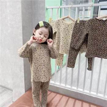 Baby piger plus polstret fløjl pyjamas sæt koreanske piger pastorale sammensat et varmt hjem service to-delt sæt