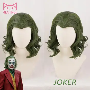 【AniHut】Joker Arthur Fleck Cosplay Paryk Film Joker Joaquin Phoenix Grønne Syntetiske Krøllede Hår Joker Halloween Kostumer Hår