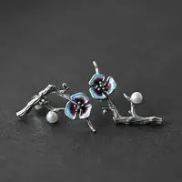 Nye sølv indlagt Nanhai Cloisonne Perle Øreringe i Kinesisk stil retro mindretal design plante snoede elegant kvinders smykker