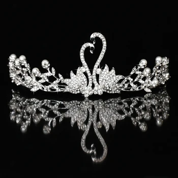 Bruden Crown Stor Rhinestone Perle Dronning Hovedklæde Brudepige Hoved-Monteret Bryllup Tilbehør Til Dekoration