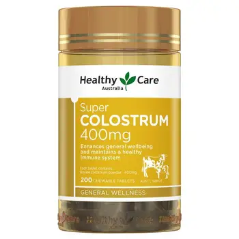 Australien Sund Pleje Colostrum 200 400 mg Tyggetabletter Tabletter IgG mælkeprotein, Calcium, Natrium Vitaminer Support Generel trivsel