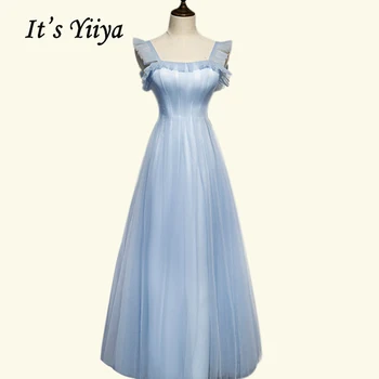 Blå Robe De Soiree det er Yiiya BR1225 Elegant Stropløs Formelle Aften Kjoler En Linje Plus Size Aften Kjoler For Kvinder