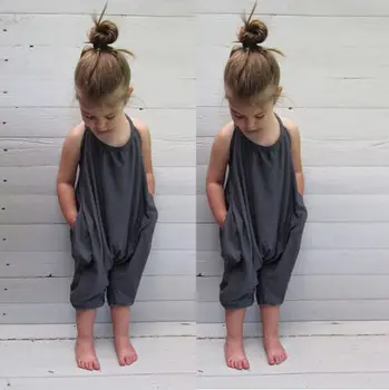 Ny Mode Kids Baby Girls Strap Bomuld Romper Buksedragt Harem Bukser Sommeren Klassisk Tøj