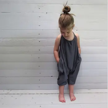 Ny Mode Kids Baby Girls Strap Bomuld Romper Buksedragt Harem Bukser Sommeren Klassisk Tøj
