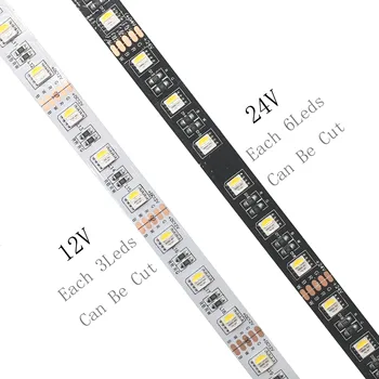 4 I 1 RGBW LED Strip 5050 DC12V/24V Fleksibel LED-Lys RGB+Hvid / RGB+Varm Hvid LED Bånd 60LEDs/m 5m/Masse