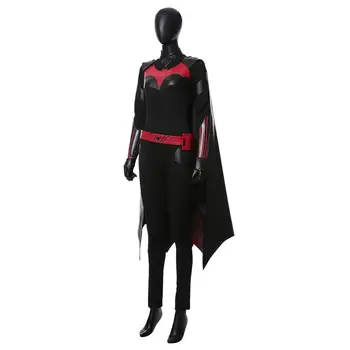 Batwoman Batgirl Kathy Kane Cosplay Kostume Voksne Kvinder Girl PU Læder Cape Komplet Sæt til Karneval, Halloween Party