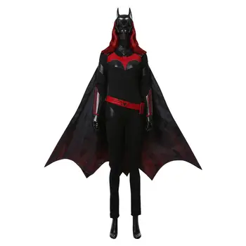 Batwoman Batgirl Kathy Kane Cosplay Kostume Voksne Kvinder Girl PU Læder Cape Komplet Sæt til Karneval, Halloween Party