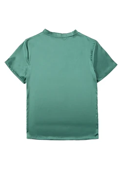 Plus Size Kvinder Grøn T-shirts med Korte Ærmer til Kvinder Print Satin T-shirts Lady Løs Sommeren Grønne t-Shirts Toppe