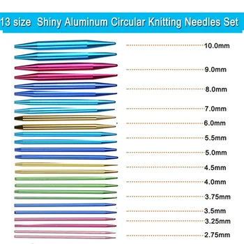 26PCS Flerfarvet Cirkulære Aluminium Udskiftelige strikkepinde Head Set DIY med Opbevaring Tilfælde, uld Håndværk Syning værktøjer