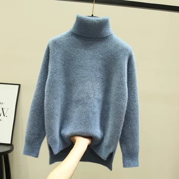 2019 Efterår Og Vinter Slid Kvinder Trøjer Jul Sweater Top Strikkede Pullovers Rullekrave Casual Koreansk Stil Langærmet Toppe