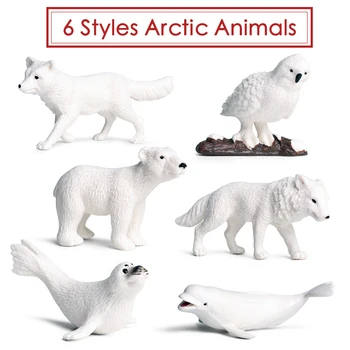 Action&Legetøj Figur Mini Arktiske Dyr 6STK/Set PVC Hvid Hval isbjørn Arktiske Ræv, Ulv Model Samlerobjekt For Børne Gave