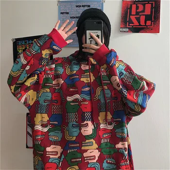 Harajuku Kpop Hætte Hætte Kvinde Løs Bf Studerende Pels Sudadera Mujer Streetwear Print Sweatshirt Kvinder Hættetrøjer Overdimensionerede Hættetrøje