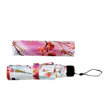 Yesello Peach Blossom Folde Paraply Ultra-tynd Lys Regntæt Paraply Kvinder Paraply Pink Blomst Dame Solen Regn Gear Parasol
