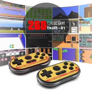 Retro Mini spillekonsol, TV Spil Spille Maskine 8-bit spil, med to controller understøtter dual afspiller med 260 gratis spil