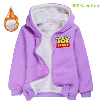 Disney Film, Toy Story Lynlås Pels vinter tyk fleece jakker Bomuld Anime Tegnefilm Print Jacket Kids Tøj Julegaver