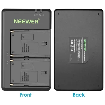 Neewer 2-Pack 6600mAh Li-ion Batteri med USB-Oplader til Sony NP-F550 570 750 770 960 970 975,Sony Handycams