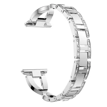 Bling Band for Fitbit Versa Smart ur i Rustfrit Stål Udskiftning Armbånd med Diamant Rhinestones X-Link Små Store 9.15