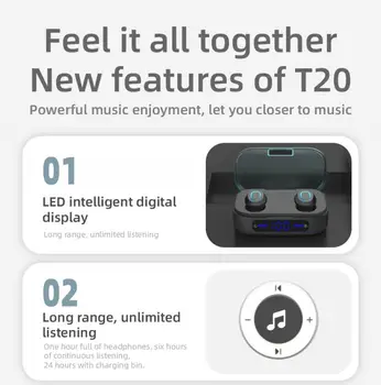 2 Farver TWS Trådløse Bluetooth-Hovedtelefoner 5.0 Øretelefoner Sport Earbuds Headset Med Mic For Xiaomi Samsung, Huawei Smart Phone
