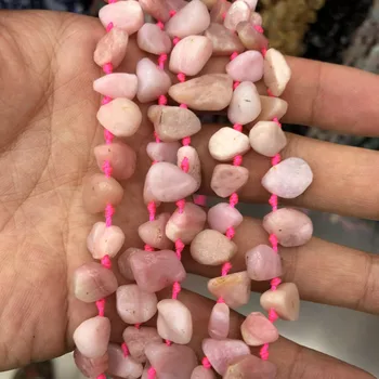 Naturlige Pink Kunzite Rå, Upolerede Pære Drop Nugget Perle, en Ægte Perle Smykker Lave Perler 3strings på 15,5