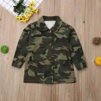2018 New Fashion Autumn Infant Kids Boys Girls Jacket Coat Camouflage Long Sleeve Single Breasted Back Print Warm Jacket 2-8Y