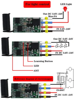 433 Mhz Universal Trådløs Fjernbetjening Switch 5V og 12V 24V Mini RF-Modtager Modul, og Skriv 86-knappen for at Skifte Til Led-Lampe DIY