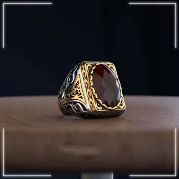 925 Sterling Sølv Ring For At Man Rigtig Ren Aquamarine Zircon Sten Håndlavede Tyrkiske Smykker
