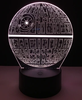 Star Wars Star Død 3D LED Nat Lys Touch Skifte Bord Lampe USB-7 Farve Soveværelse Indretning, Farverig LED-Belysning til Gave