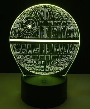 Star Wars Star Død 3D LED Nat Lys Touch Skifte Bord Lampe USB-7 Farve Soveværelse Indretning, Farverig LED-Belysning til Gave