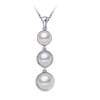 Ægte 925 Sterling Sølv Perle Halskæde Vedhæng Kvinder Sort Hvid Naturlige Perle Halskæde Brude Gave