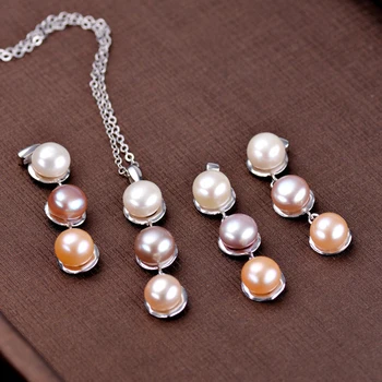 Ægte 925 Sterling Sølv Perle Halskæde Vedhæng Kvinder Sort Hvid Naturlige Perle Halskæde Brude Gave