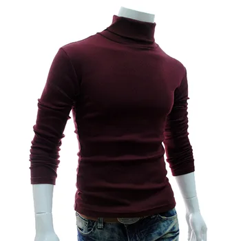 Mode Mænd Sweater ensfarvet langærmet Rullekrave Sweater Strikket Pullover Til Beklædning Mænd Sweater Strikket Pullover Fo