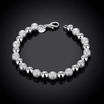 925 Sølv Glat Krat 8MM Perler, Kæde Armbånd Til Kvinder Mode Smykker