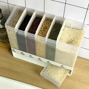Hele Korn Ris Spand vægmonteret Ris Opbevaring Frugt Korn Gennemsigtig Indeholder Ris Opbevaring Krukker, Dåser Tanken Ud Te P0B2