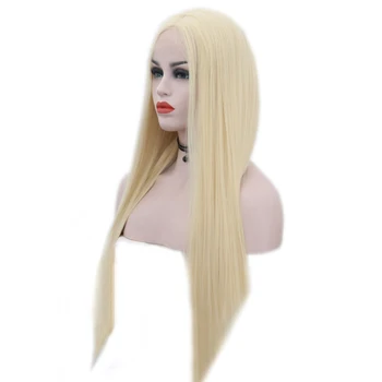 Karisma 613 Blond Paryk Lange Silkebløde Lige Syntetiske Lace Front Wig Høj Temperatur Parykker til Kvinder Midterste Del Cosplay Parykker