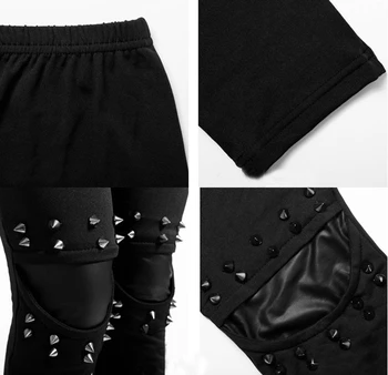 Dame mode punk rock metal leggings bomuld blandet sexet gotiske tynde bukser pige, slank blyant legging bar club, disco pants